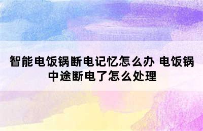 智能电饭锅断电记忆怎么办 电饭锅中途断电了怎么处理